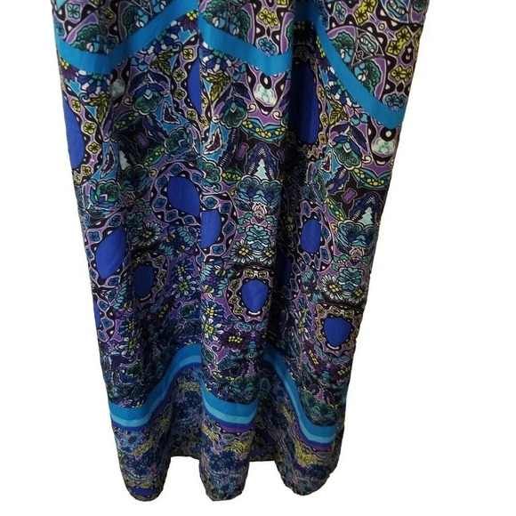 Laundry by Shelli Segal Maxi Dress Size 6 Womens Blue Purple Paisley Vneck - Picture 6 of 7